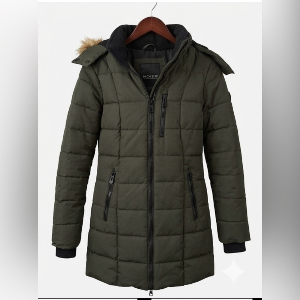 NOIZE Heavyweight Quilted Puffer Parka | Vegan & Cruelty-Free | Olive Green | S